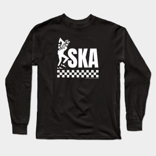 Ska Dancing Rude Boy Design White Print Long Sleeve T-Shirt